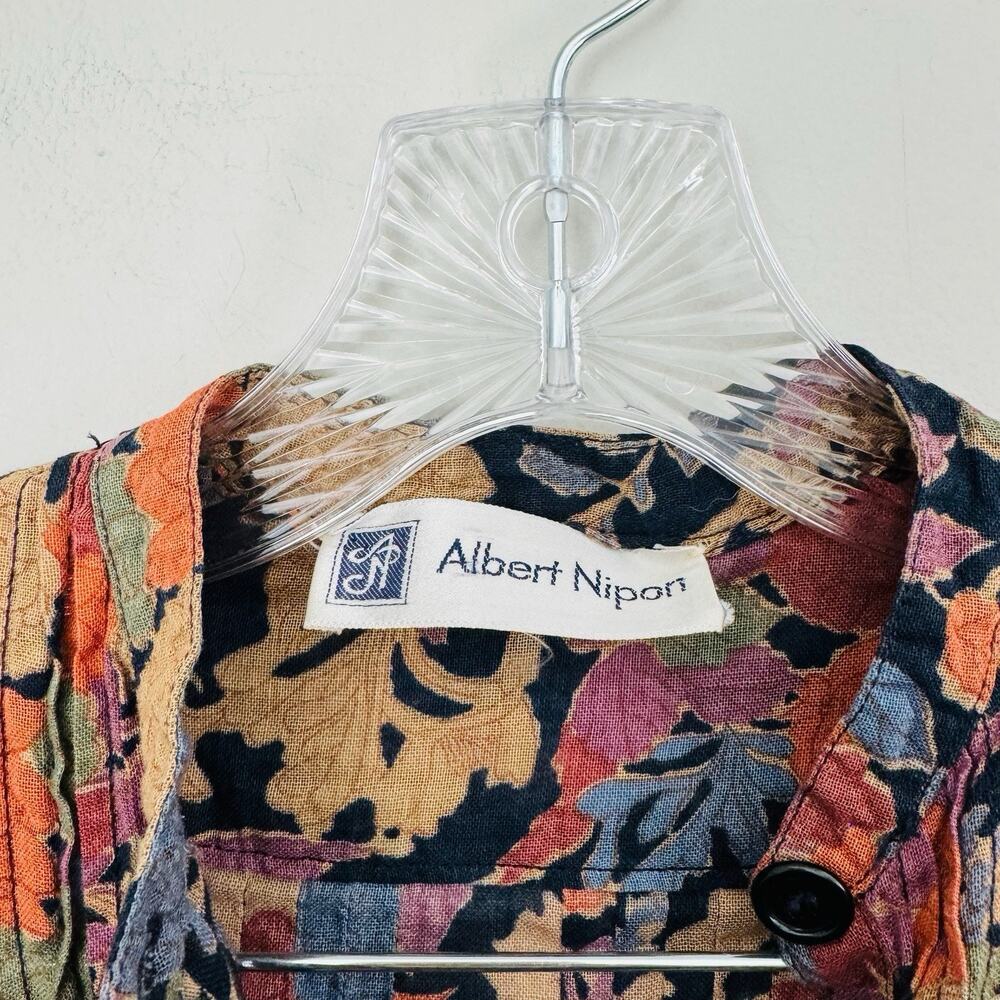 Albert Nipon Brown And Red Multicolor Floral Half… - image 2